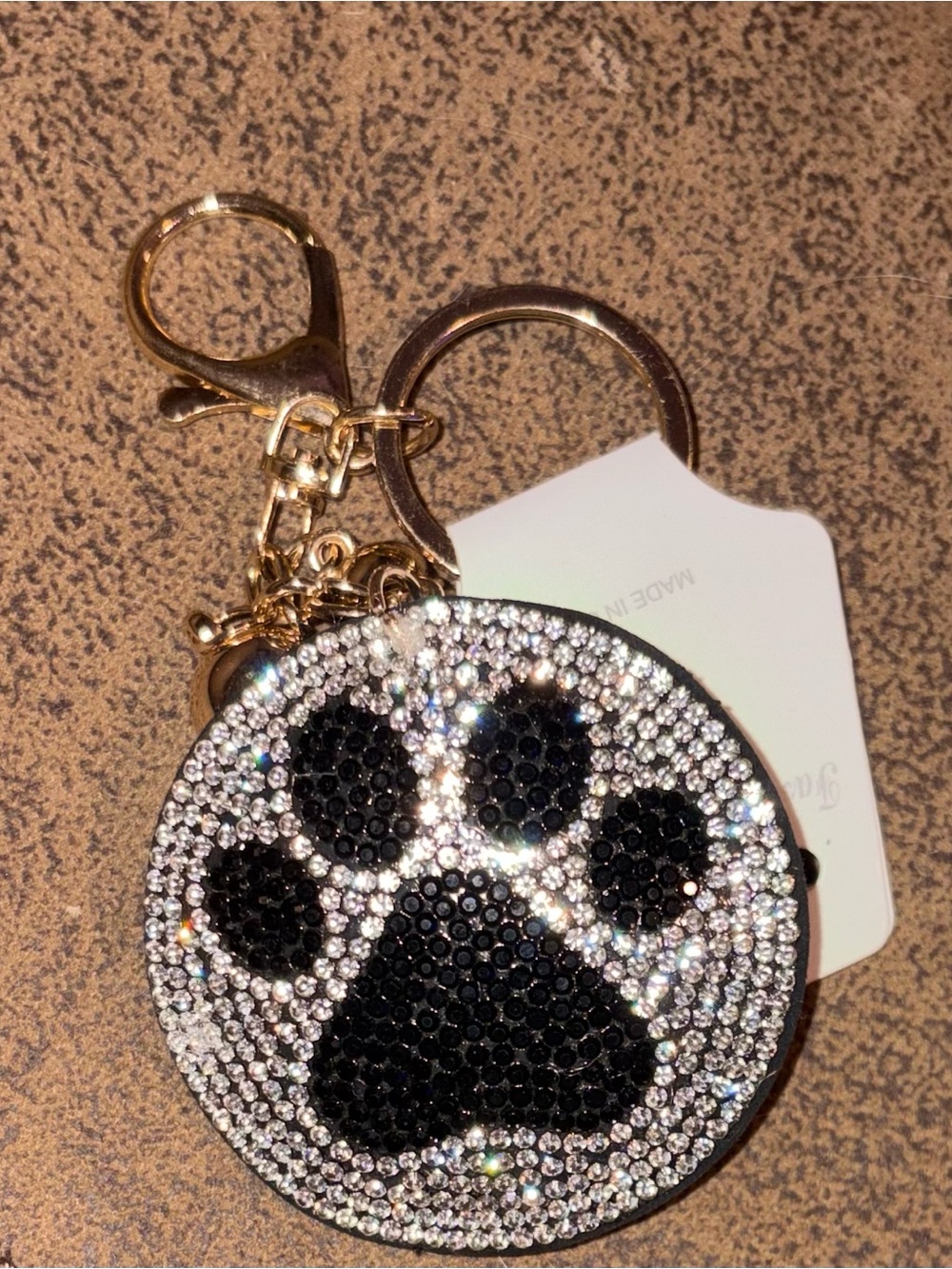 Dog Lover Puppy Paw Bling Bag Charm Keychain - NEW - Picture 1 of 1